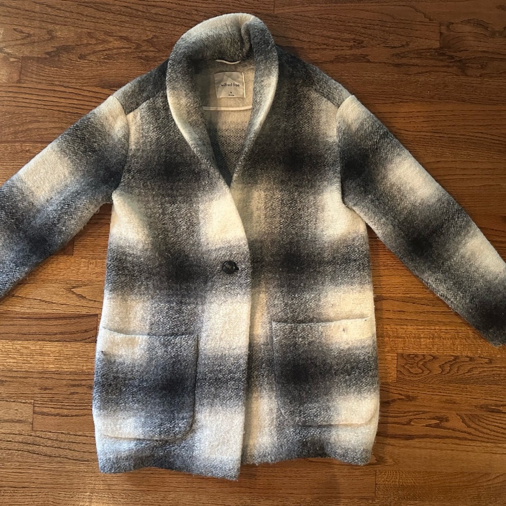 Aritzia Black and White Plaid Cardigan